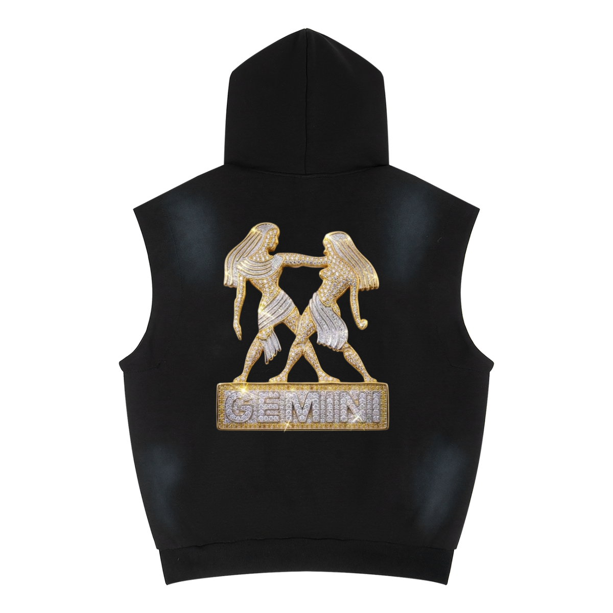 Gemini Unisex Vintage Wash Sun Fade Sleeveless Hoodie