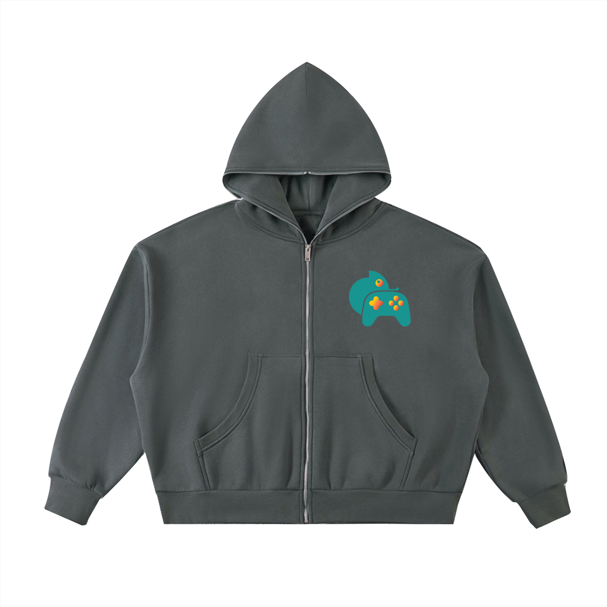 Fleeced Full-Zip Boxy Hoodie