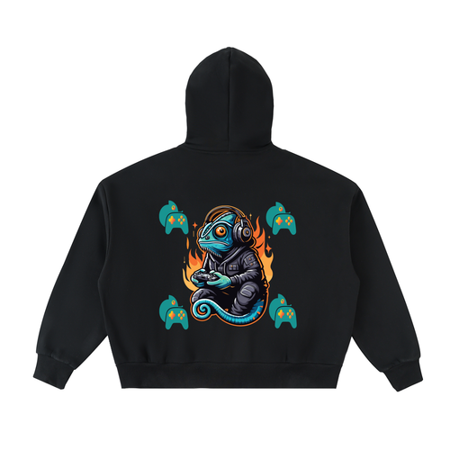 Fleeced Full-Zip Boxy Hoodie
