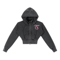 Pink Vintage Washed Cropped Fleece Hoodie