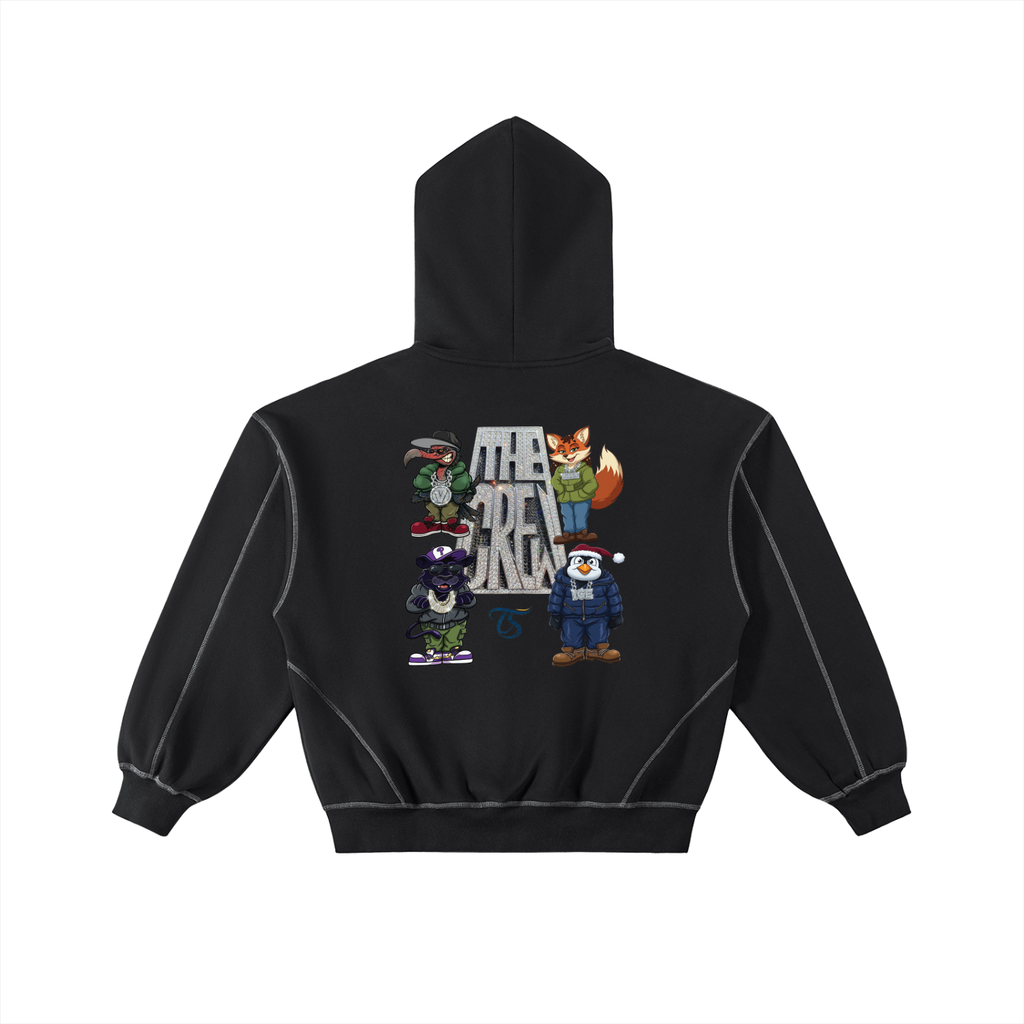 The Crew Contrast-Stitched Boxy Fleece Zip Hoodie