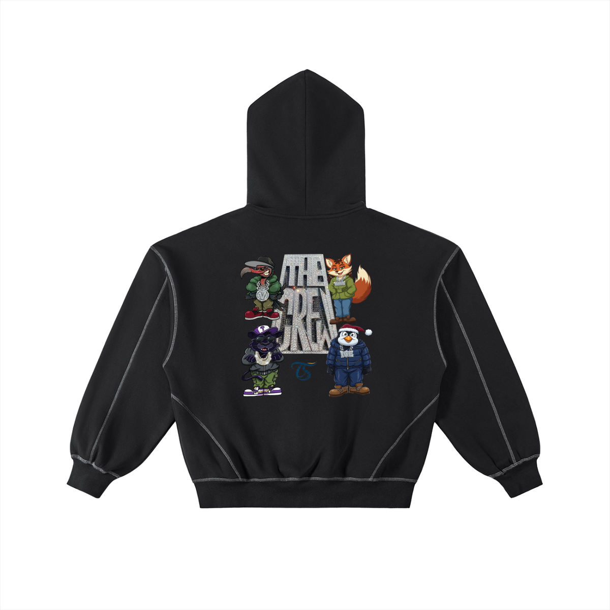 The Crew Contrast-Stitched Boxy Fleece Zip Hoodie
