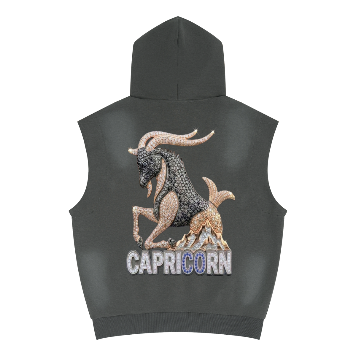 Capricorn Unisex Vintage Wash Sun Fade Sleeveless Hoodie