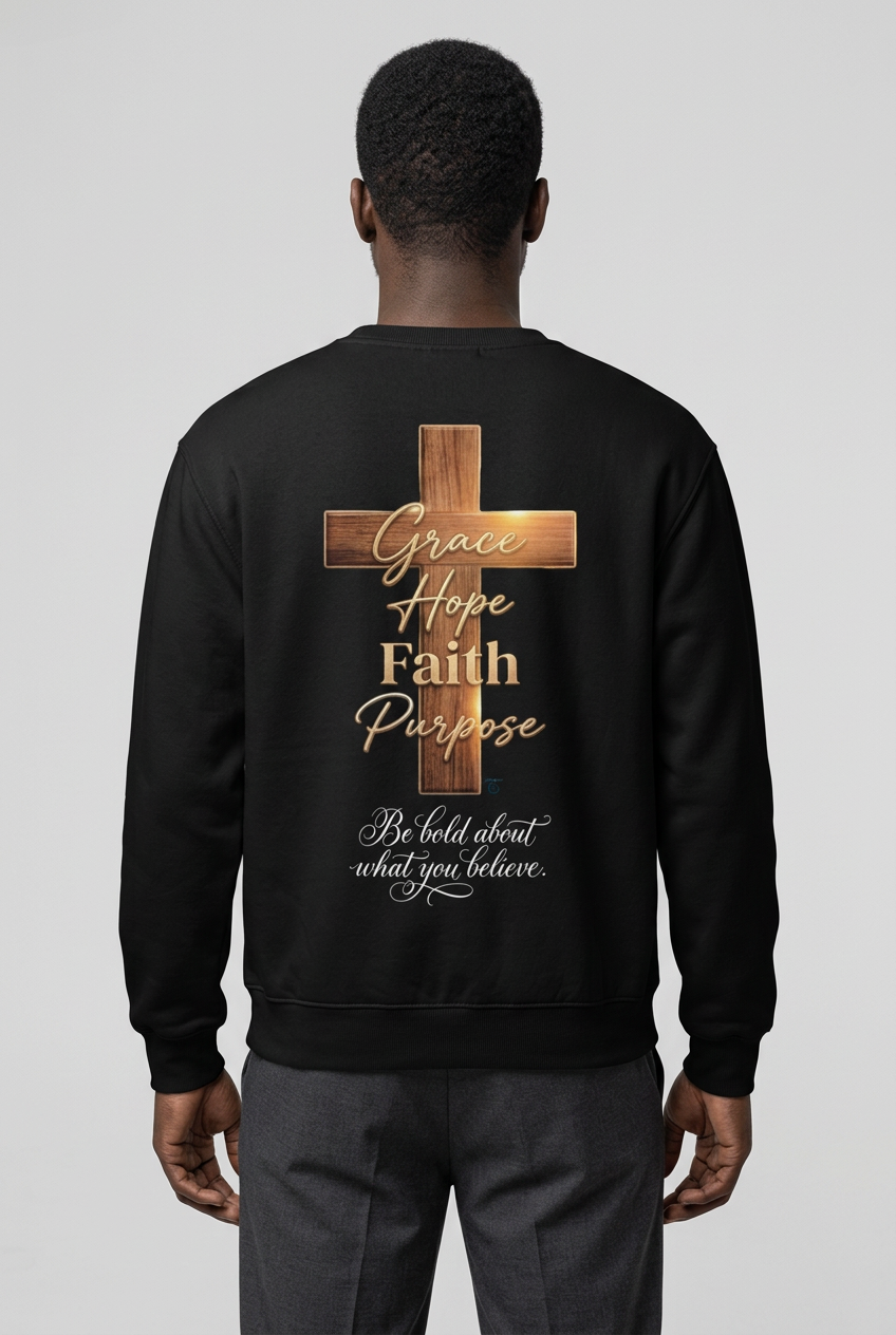 Scriptures crewneck back model preview